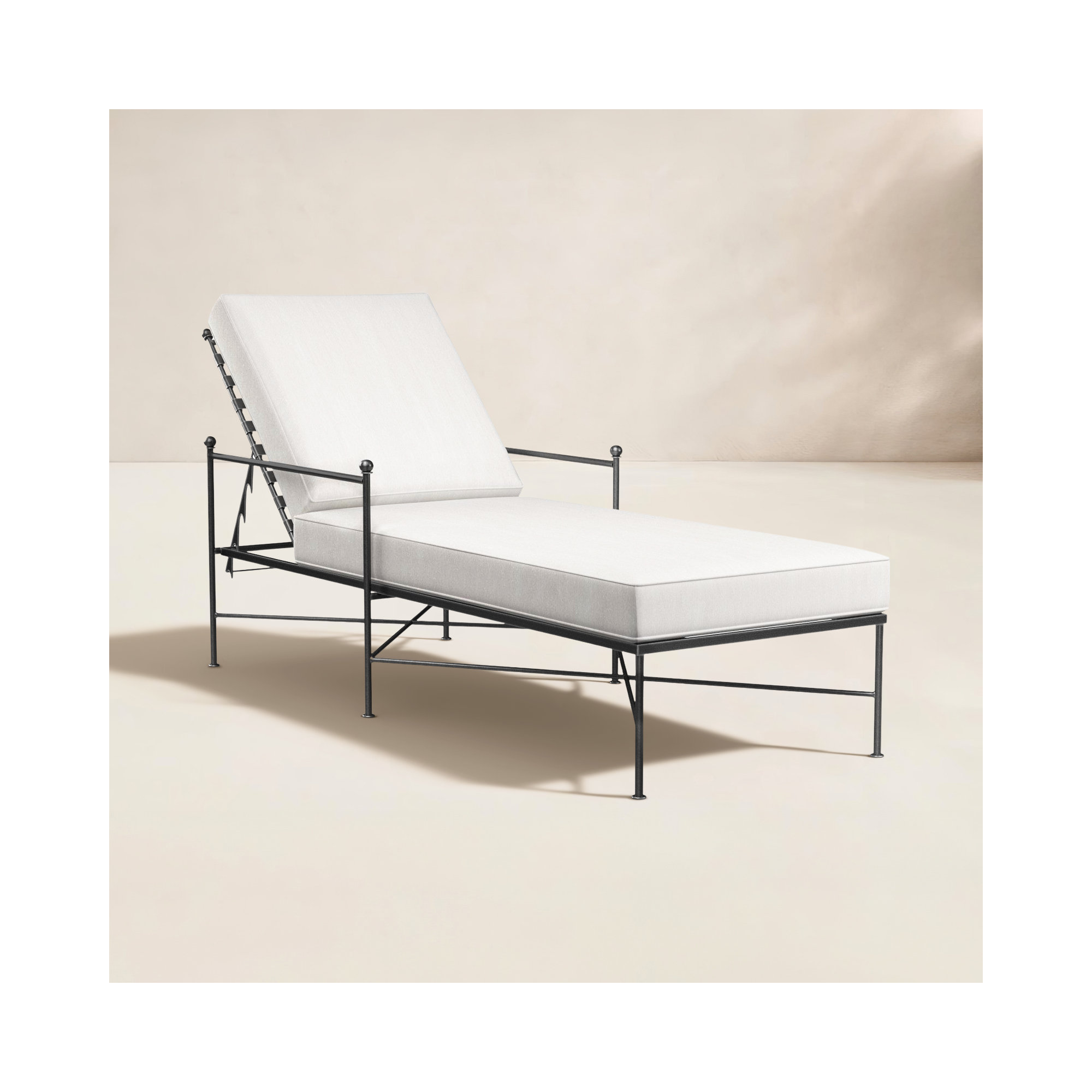 Lucier 80'' Long Reclining Single Chaise with Sunbrella Cushions, Canvas Flax Sunbrella® Canvas