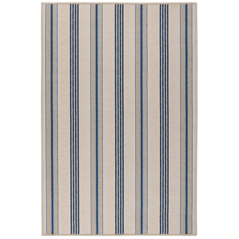 Nimes Ticking Neutral Machine Washable Rug, Rectangle 8'6" x 11'6"