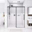 Porte de douche coulissante simple sans cadre l 60 po x H 72 po, verre fixe de 5 mm et verre coulissant de 6 mm, verre trempé transparent, poignée en acier inoxydable, noir mat-123766808