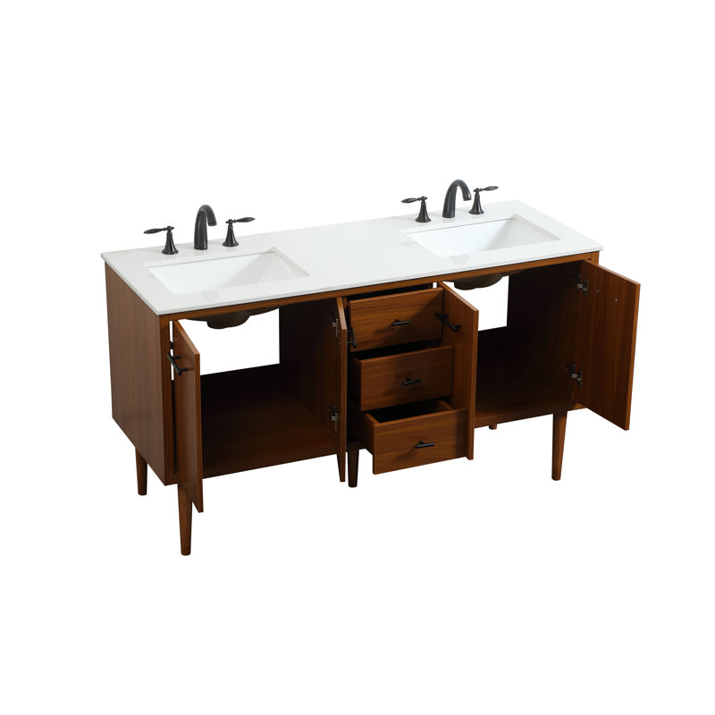 Ensemble de meuble-lavabo simple 60 po Cyrus, Teck
