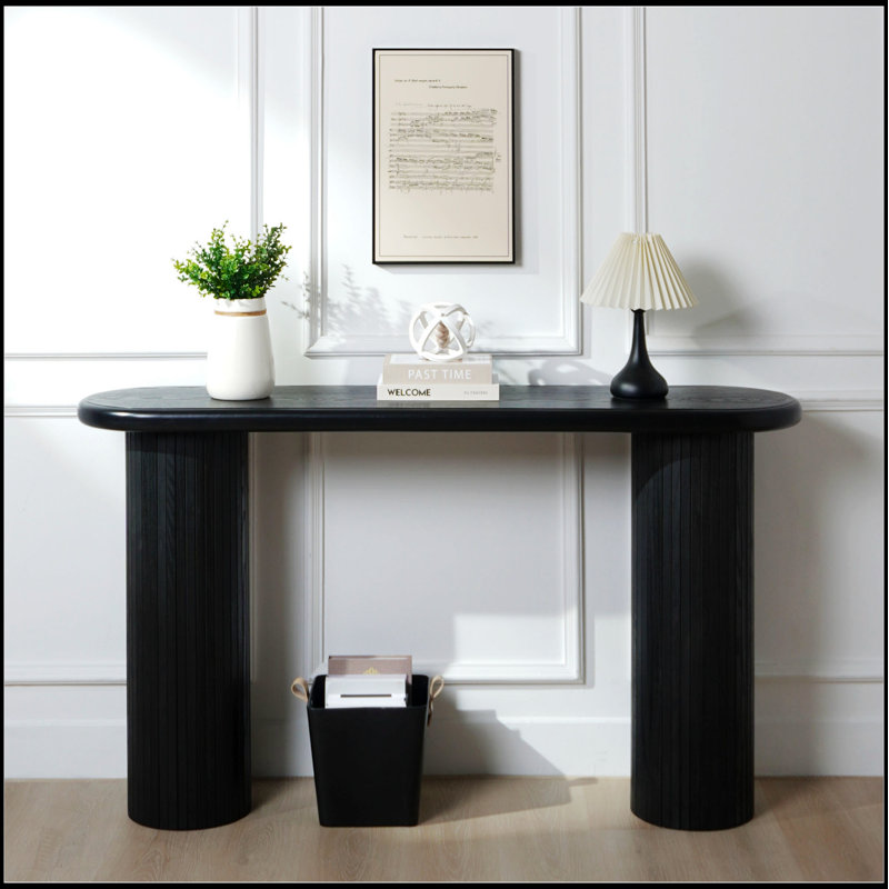 Console moderne cannelée noire, 56 /