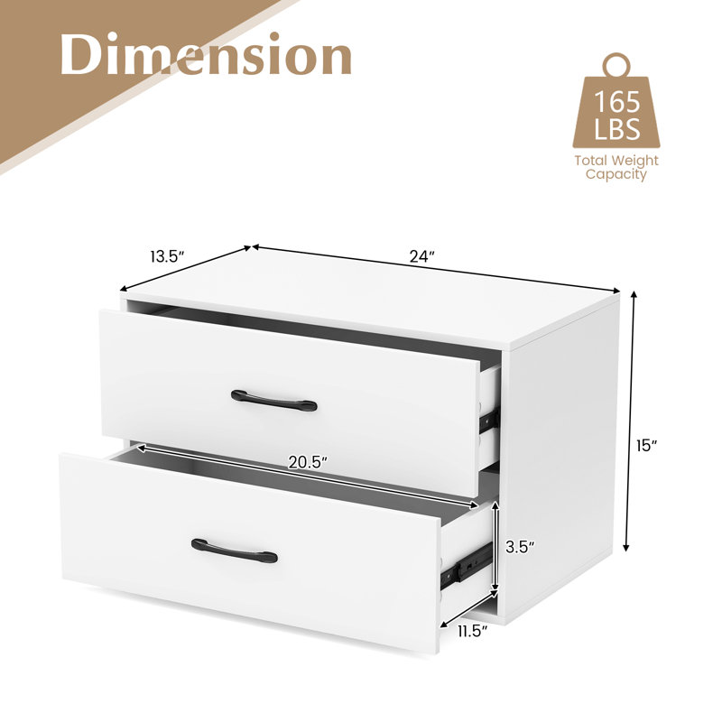 2 tiroirs Artavia l 23,5 po, Blanc