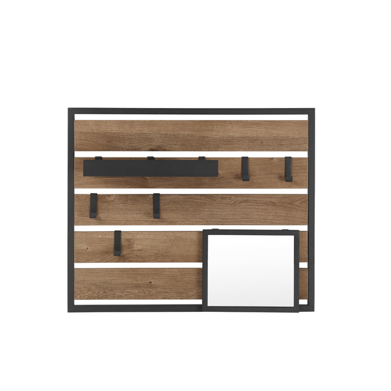 Elanur Manufactured Wood Wall Organizer with Key Hooks, Knotty Driftwood