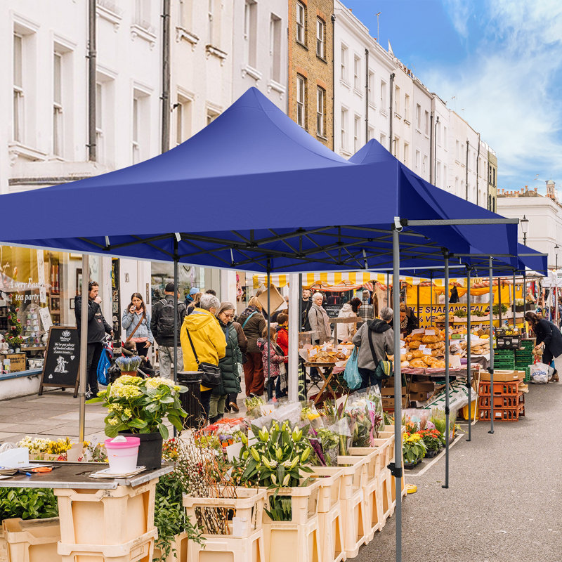 10 x 20 FT Pop Up Canopy with Awning,Wind Waterproof Heavy Duty Canopy, Dark Blue