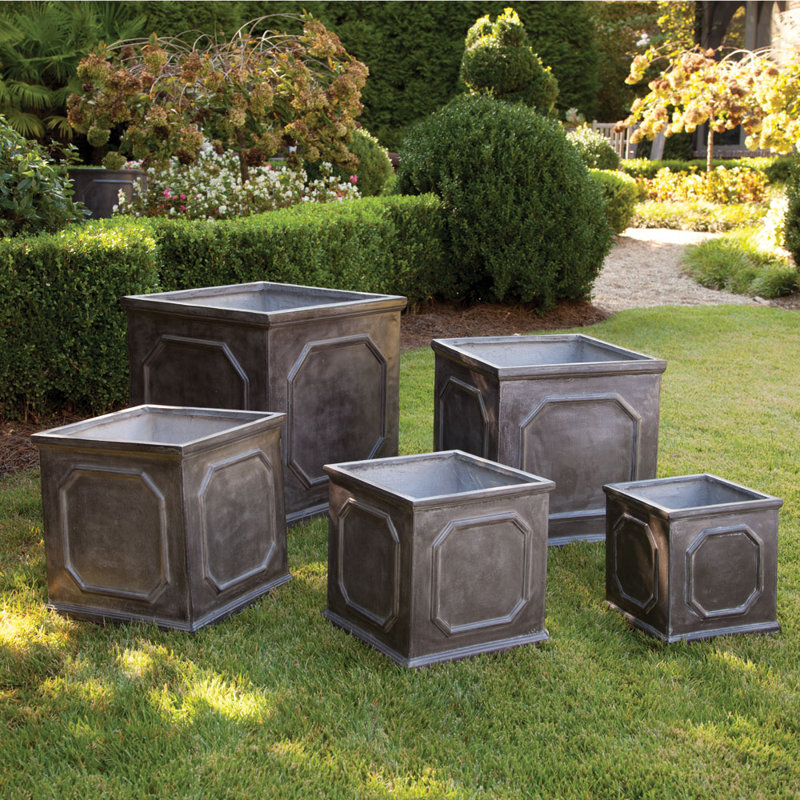 Vesper Fibreclay Chelsea Planter Boxes in Faux Lead, Set of 5, Lead