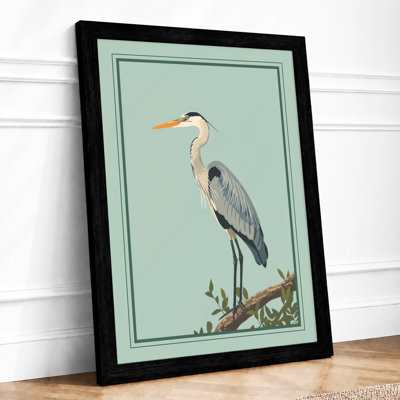 Great Blue Heron Japandi - Framed Print
