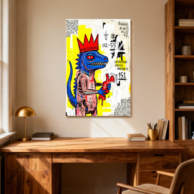Animals Blue Dragon King With Crown And Red Weapon