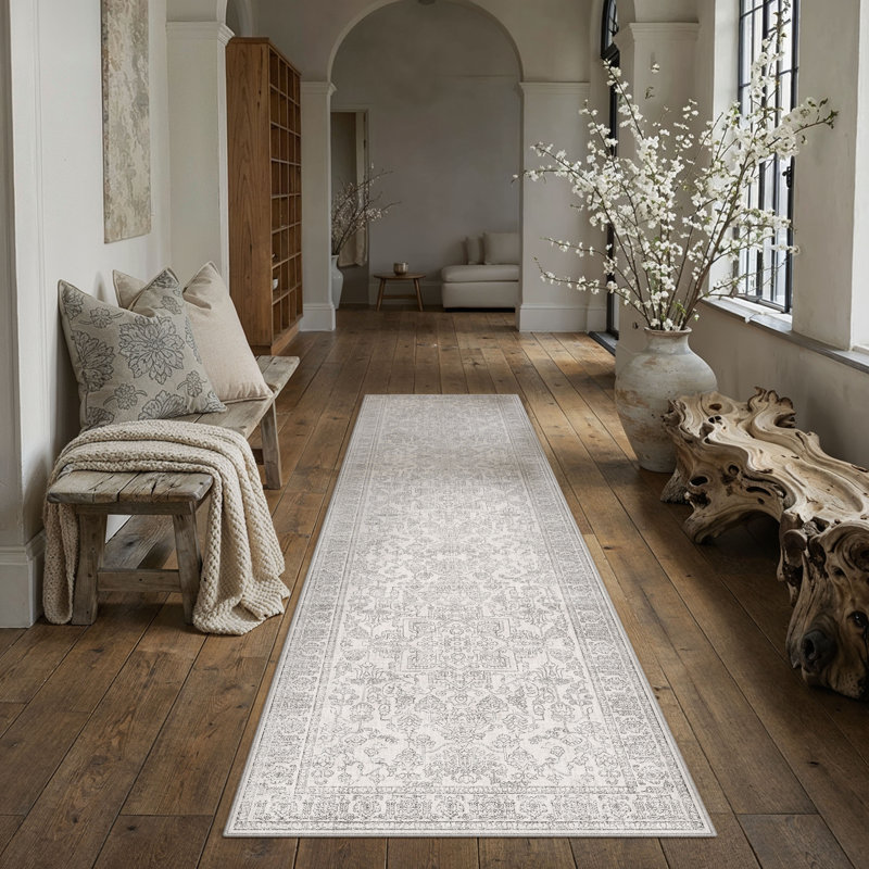 Tapis oriental lavable à la machine avec envers antidérapant Kitty, Tapis de couloir 2 pi x 8 pi 