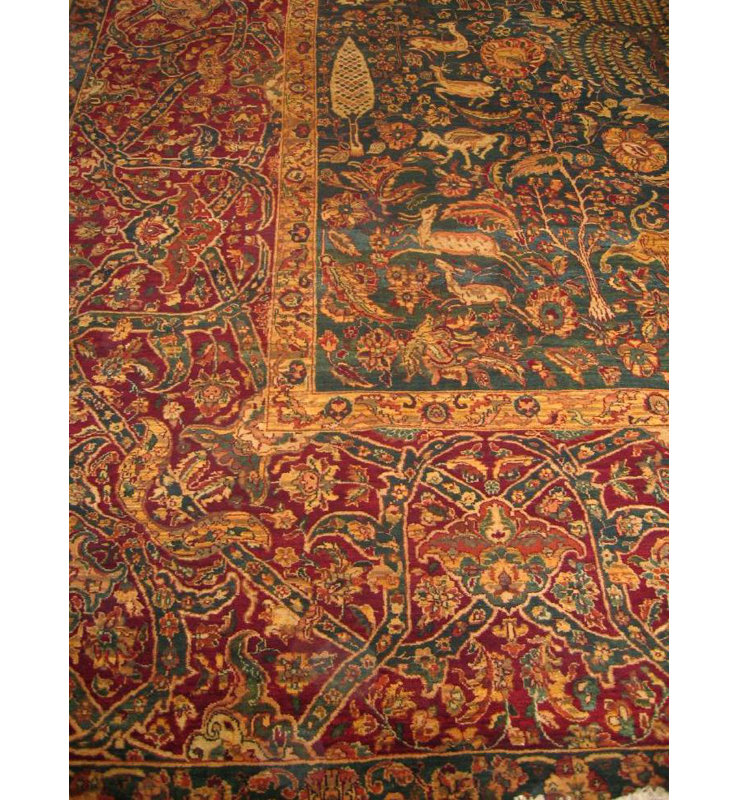 Elephant Agra One-of-a-Kind 11'11" x 14'9" New Age Area Rug in Red/Yellow/Teal