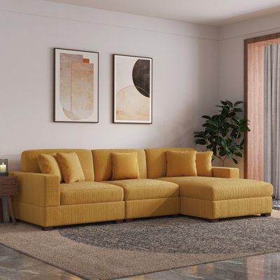 Milbrey 2-Piece Corduroy Modular Sectional with Loose Back