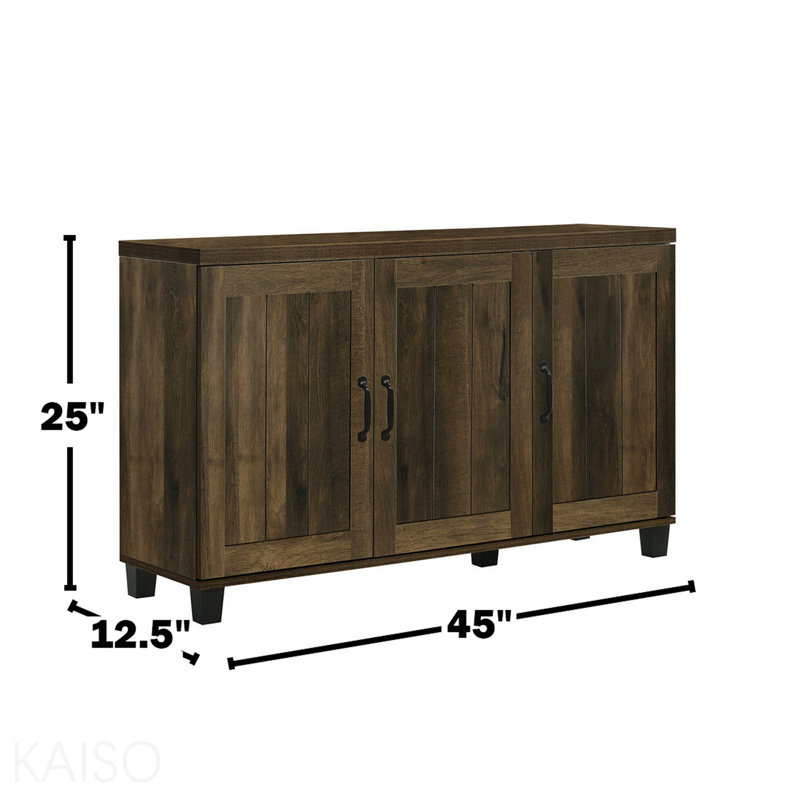 45"W Dark Dusty Oak Finish 3-Door Shoe Cabinet For Entryway Storage