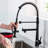 Pull Down Kitchen Sink Faucet - Heavy Duty Commercial Style Matte Black With Single Handle Pre-Rinse Stream Spray High Arc Spring In-515093288