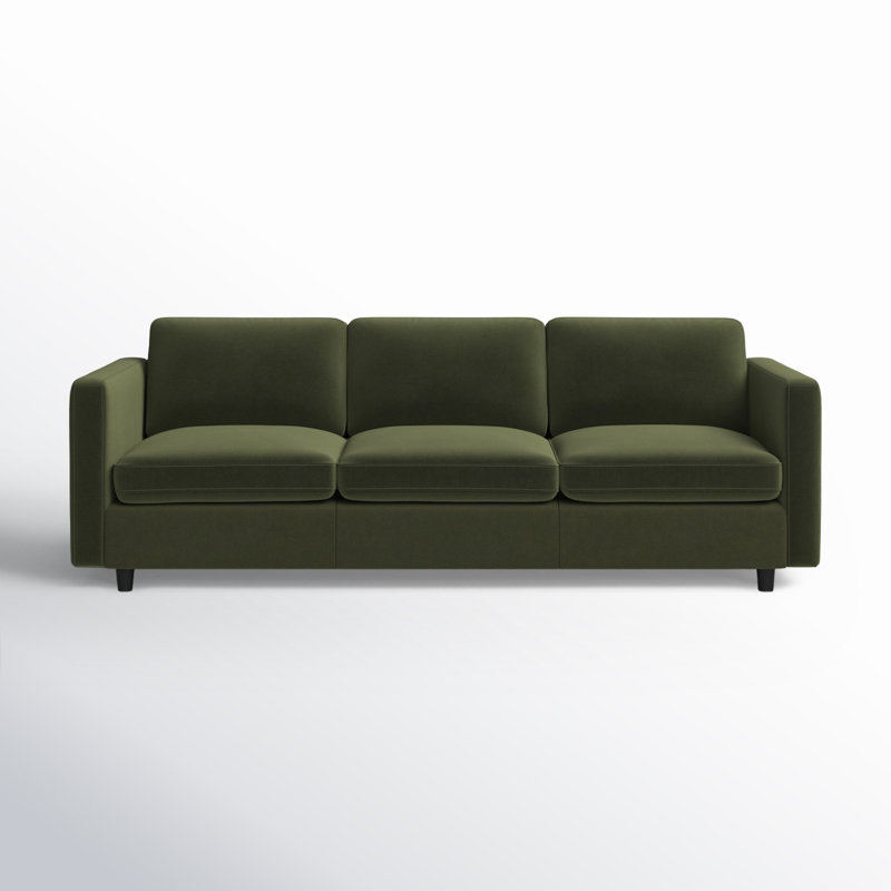 Fleetwood 100'' Upholstered Sofa, Bella Forest Performance Velvet