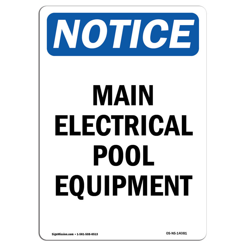 Main Electrical Pool Equipment Sign