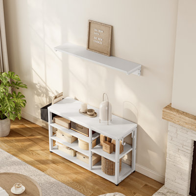 Portemanteau de 39,4 po de largeur avec banc, rangement pour chaussures et 6 portemanteaux
