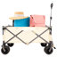 Chariot pliant de chariot de plage utilitaire robuste pour le sable avec de grandes roues, poignée réglable et porte-boissons pour le magasinage, le camping, le jardin et l'extérieur