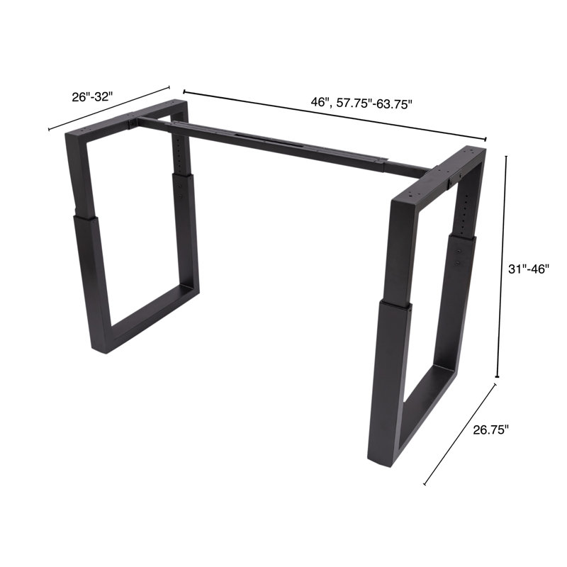 Solid Wood Manual Height Adjustable Standing Desk Meeting Conference Table (Frame Only, 60" Wide)