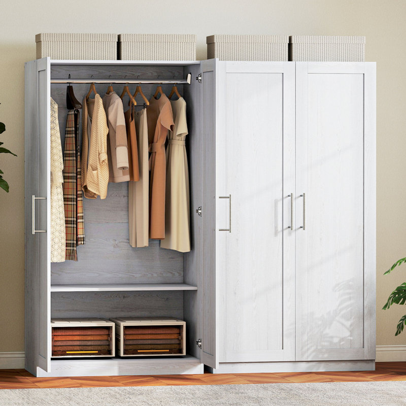 Armoire-penderie moderne à 2 portes, blanc, Blanc