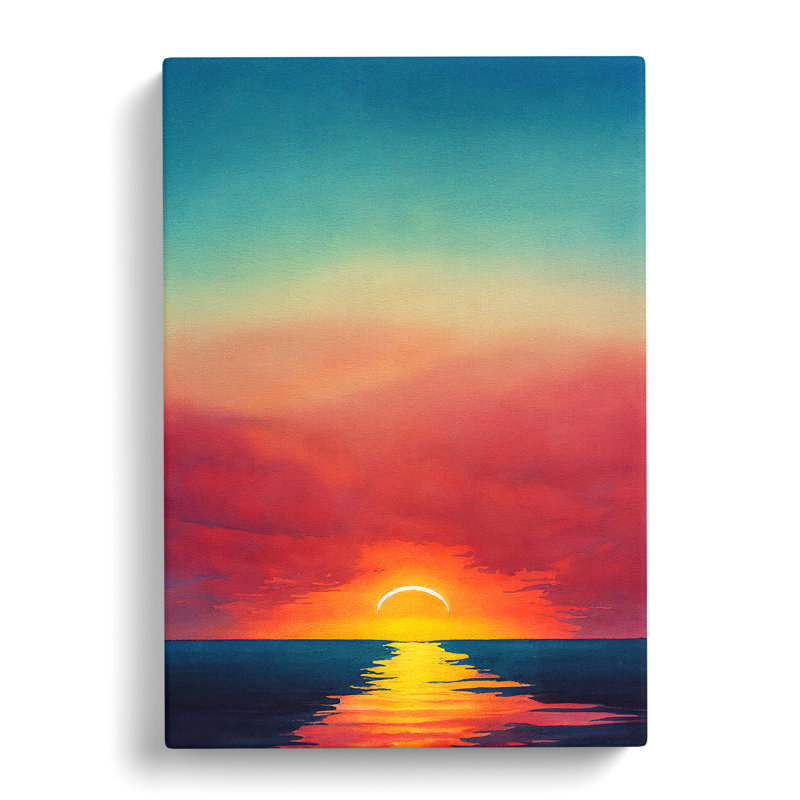 Watercolour Ocean Sunset No.2 - Wrapped Canvas, 50cm H x 35cm W x 3cm D