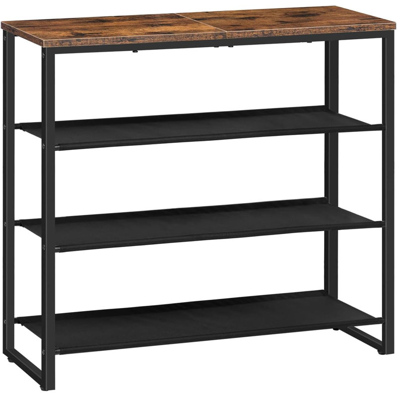 Rangement à chaussures à 3 niveaux avec 3 tablettes en tissu Oxford et panneau supérieur