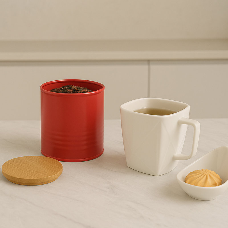 Alton Metal Jar - Set of 3, Red
