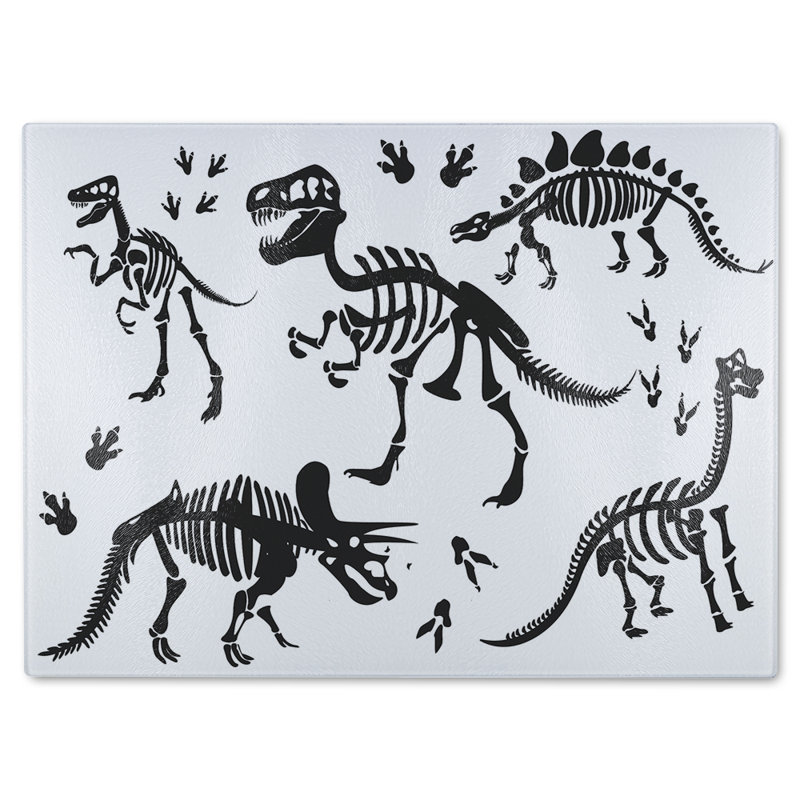 Stylish Dinosaur Silhouettes Designer Glass Chopping Board