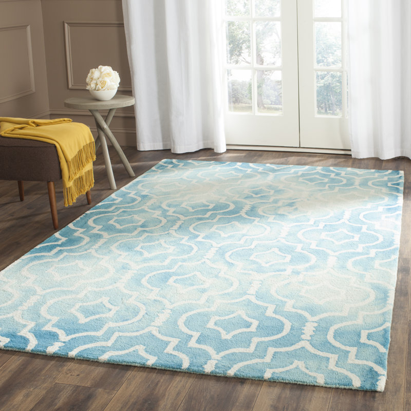 Dip Dye Hand Tufted Wool Geometric Rug, Rectangle 5' x 8'