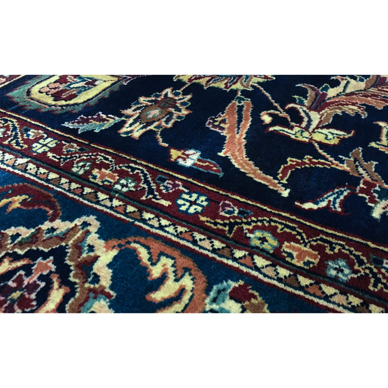 Sona Wool Oriental Area Rug in Navy/Blue