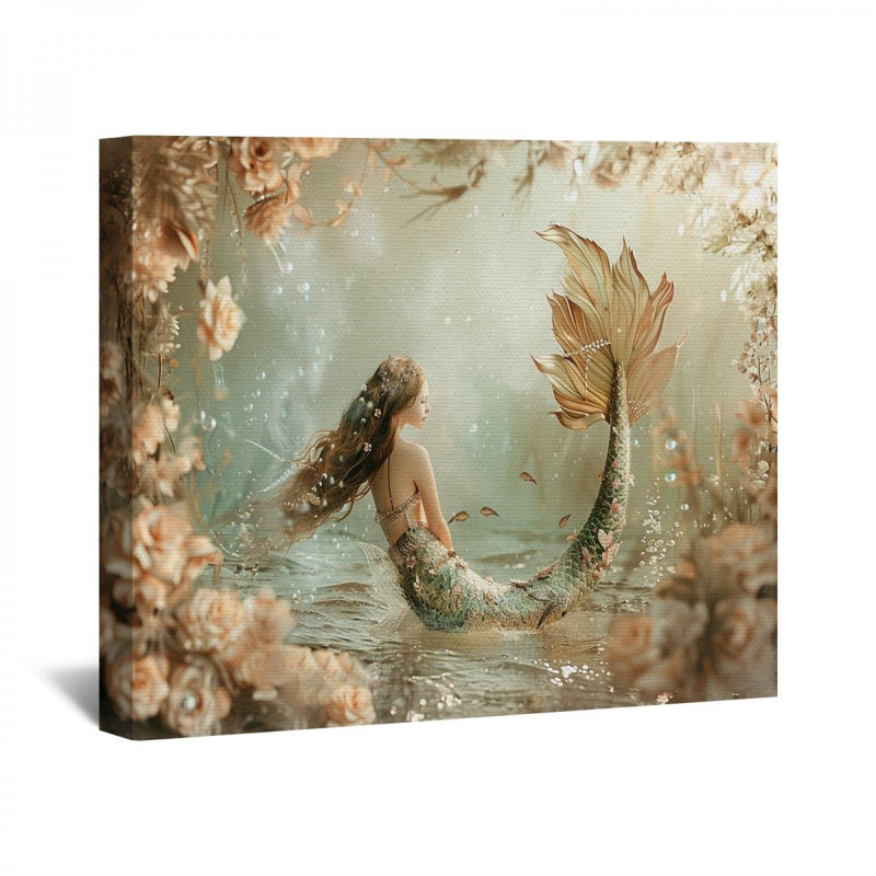 «Mermaid», reproduction d'art sur toile, H 32 po x l 32 po x P 3 po