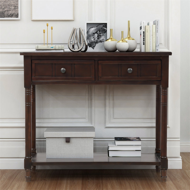 Console Daisy Series avec deux tiroirs et une tablette inférieure, Espresso