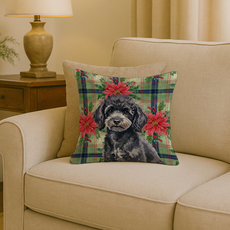 Coussin Toy Poodle, Carré 18 po, Jouet caniche noir