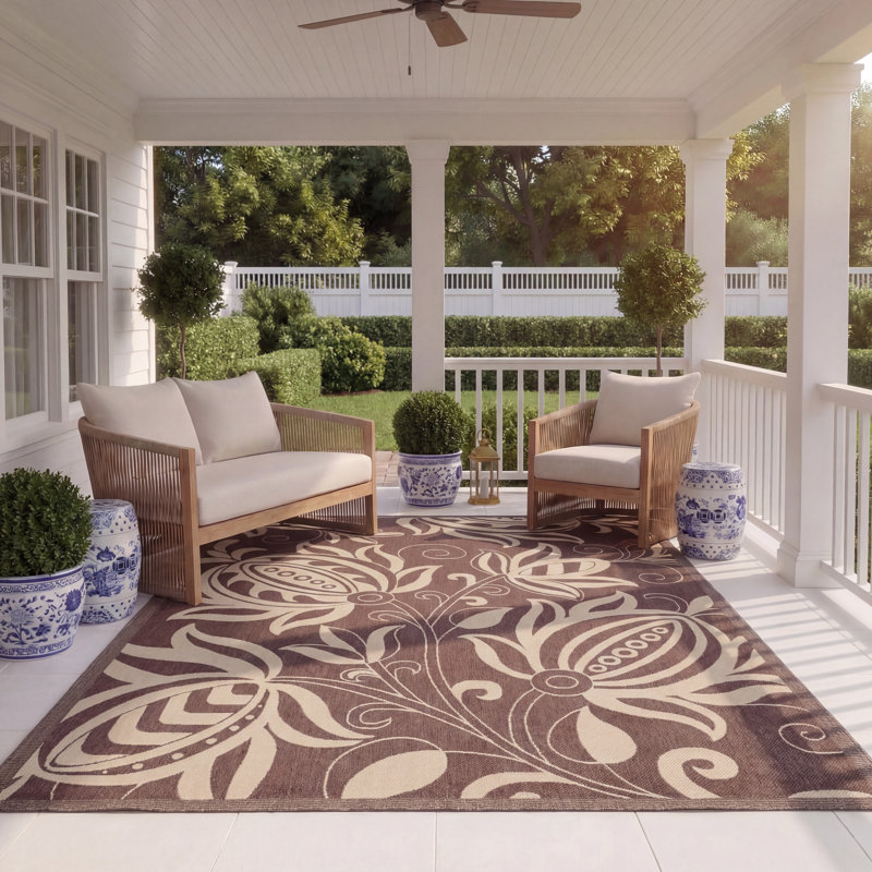 Marpain Performance Floral Indoor/Outdoor Area Rug, Rectangle 8' x 11'