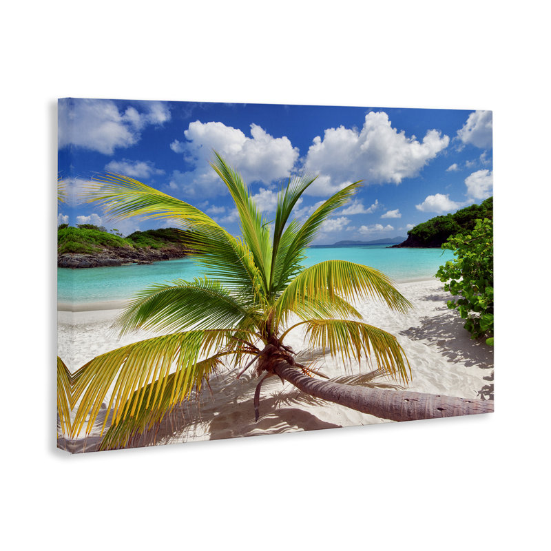 «Palm Tree Across Beach», art mural par Dennis Frates, H 30 po x l 45 po