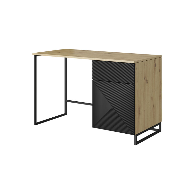 Almitra Metal Base Computer Desk, Black/Brown