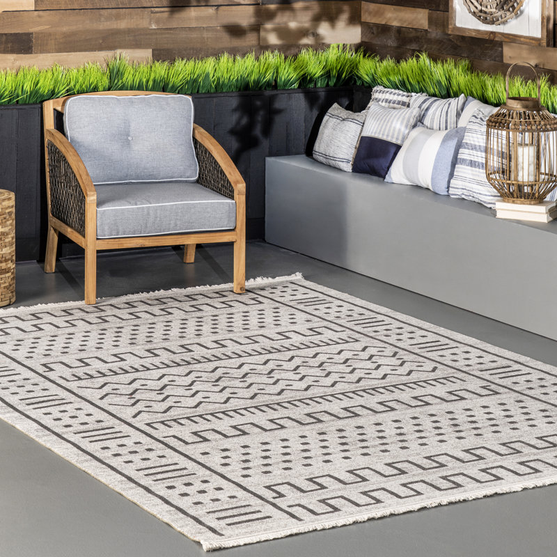 Drexil Geometric Indoor / Outdoor Rug, Rectangle 2' x 4'3"