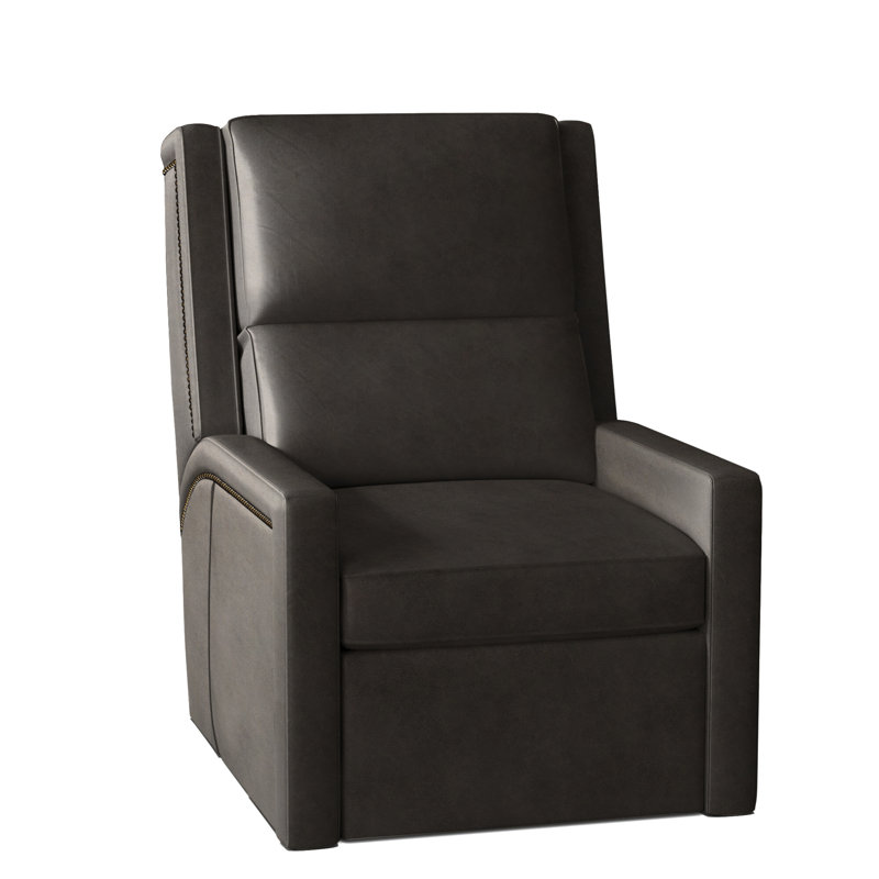 Norman Recliner, Aline Light Grey Genuine Leather, #9 Antique, Push Back