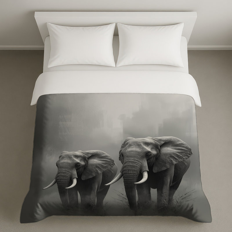 Deux housses de couette deux éléphants d'Afrique, Grand lit