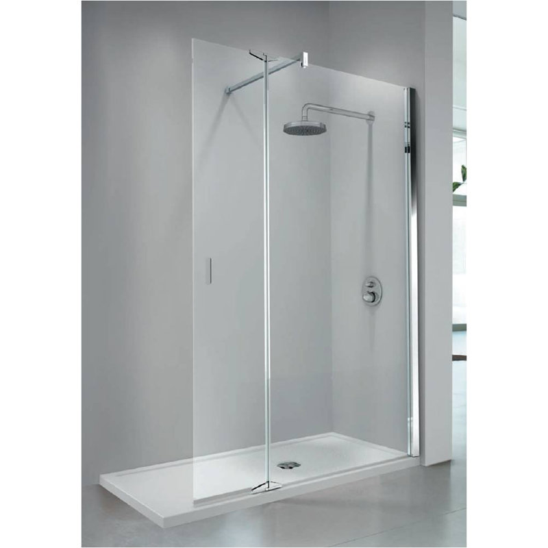 Kuadra Slab Semi-Frameless Walk In Glass Screens with Clear Glass, 2000 mm x 1170 mm