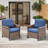 Ensemble de 3 chaises de patio en osier PE, ensemble de conversation en rotin toutes saisons pour terrasse de porche, ensemble de chaise bistro avec coussin et table d'appoint-797207344