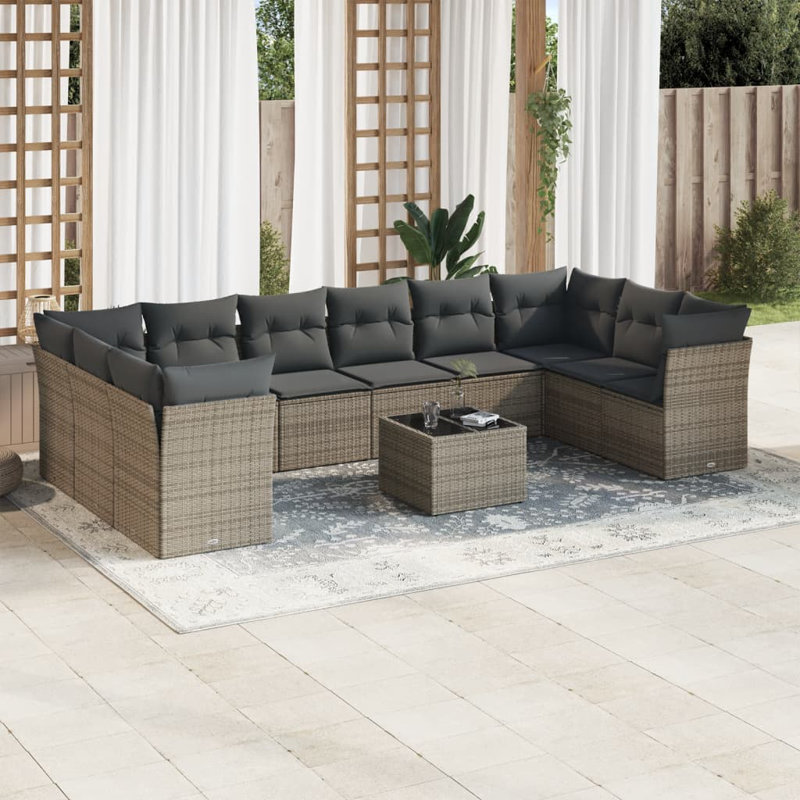  Ensemble de canapé de jardin gris