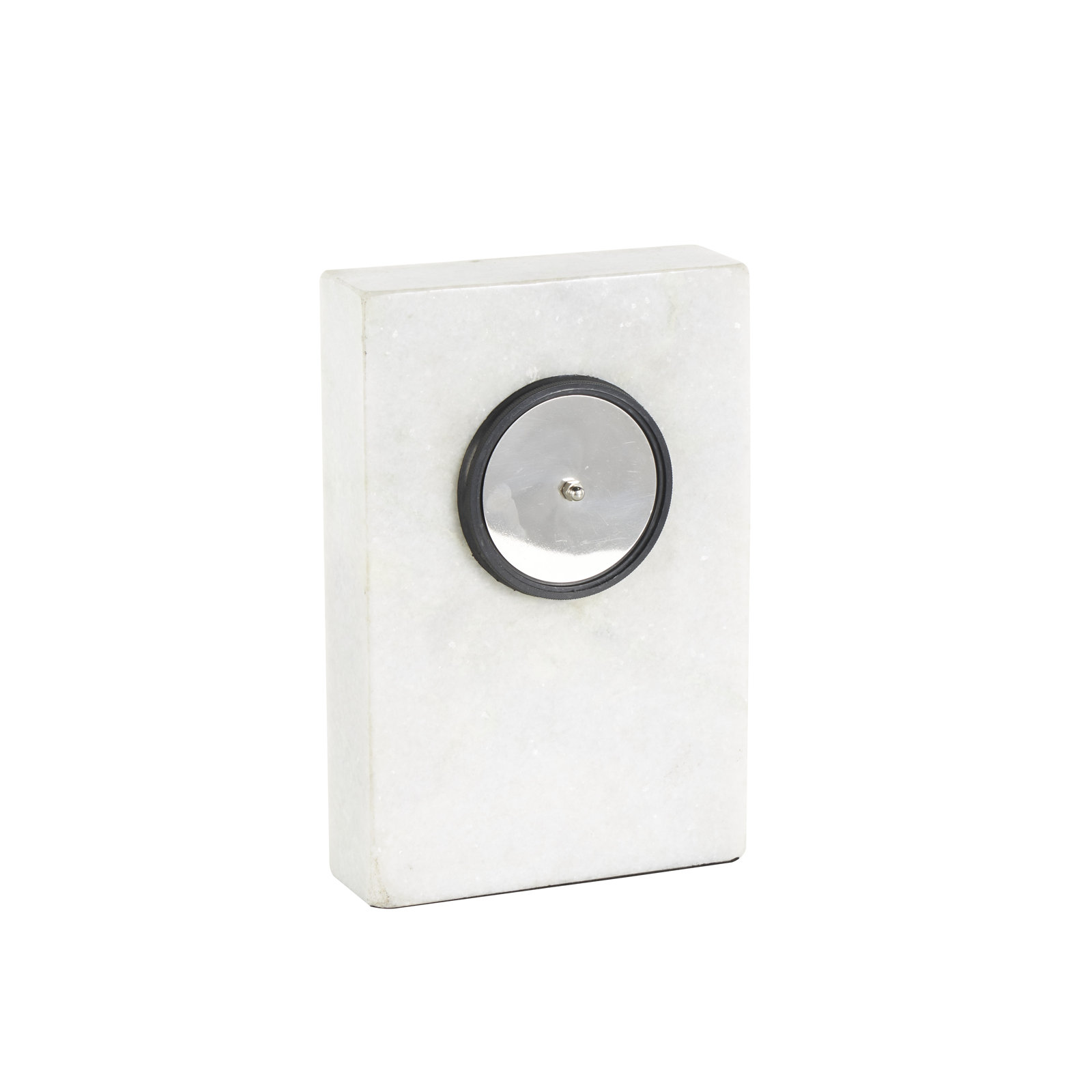 Analog Marble Quartz Tabletop Clock in White, 9.3" H x 6.1" W x 2.35" D