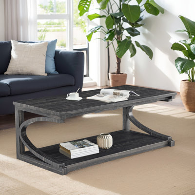 Table basse en bois massif avec rangement