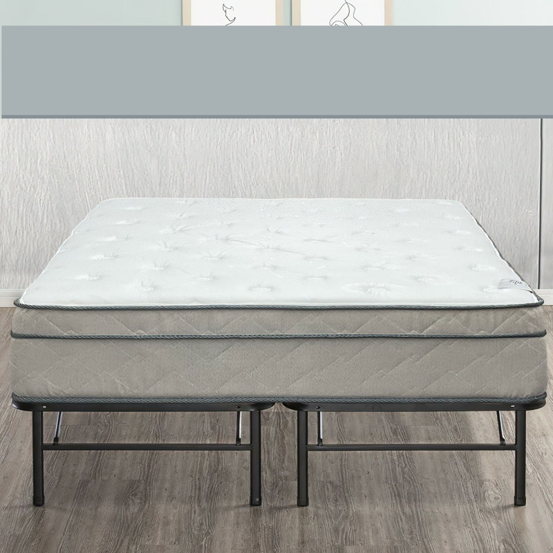 Ravenstein 12" Ultra Plush EuroTop Hybrid Mattress for Motion Isolation & Black 8" Box Spring, Queen