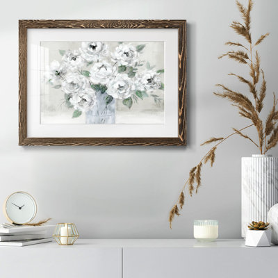 Roses blanches tendres - impression d'un seul cadre