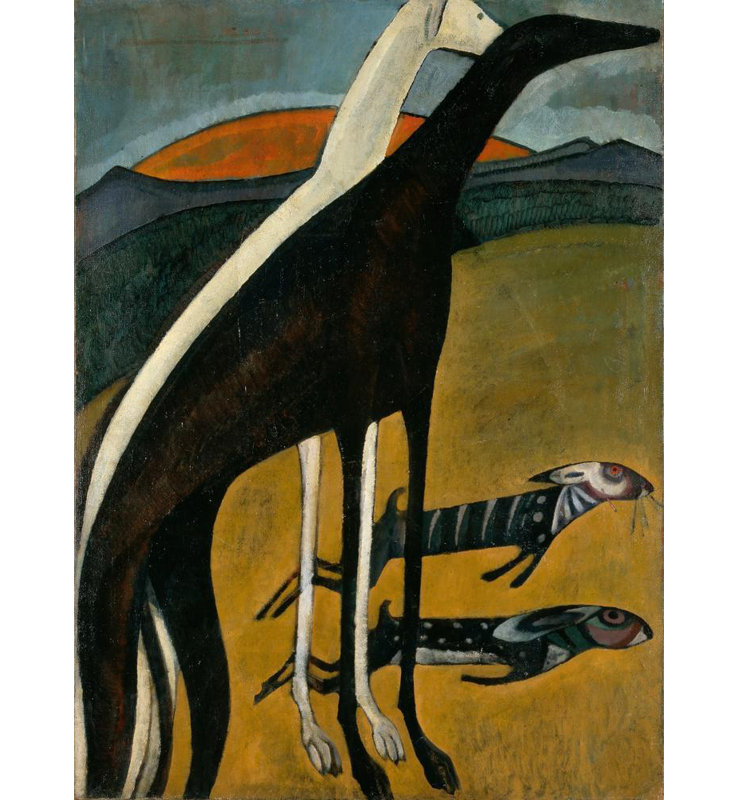 "Greyhound" par Amadeo De Souza-Cardoso - Art mural sur toile tendue avec châssis, H 18 po x l 14 po