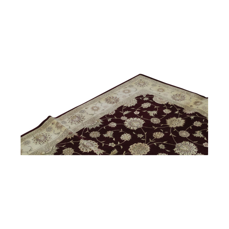 Tapis rouge et ivoire noué à la main de haute qualité