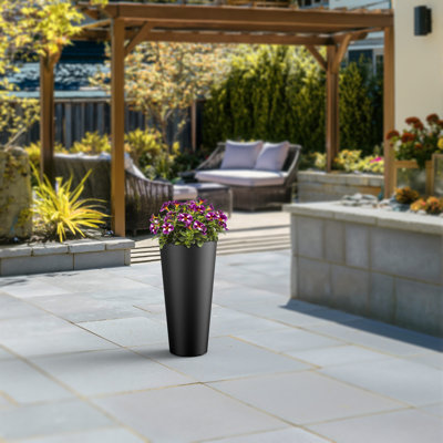 12 po Pot à fleurs rond en béton avec trous de drainage (Premium Inner)