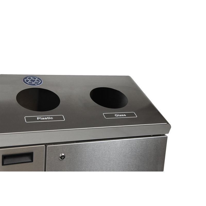 Poubelle de recyclage multi-compartiments 53 gallons 3 Stream, Acier inoxydable