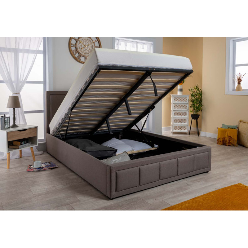 Almaha Upholstered Ottoman Storage Bed with Mattress, Small Double