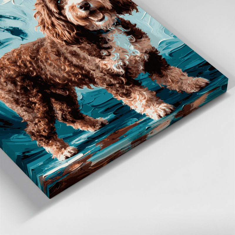 «Dogs Barbet», art mural sur toile noire, H 11 po x l 14 po